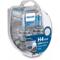 New PHILIPS Globe H4 W5W 12V 60/55W Twin Pack White Vision Ultra (12342Wvusm)