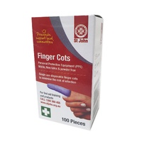 ST JOHN Finger Cots Blue 100 Pack Disposable Medical Protective #116301