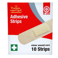 ST JOHN Adhesive Plastic Strips 10 Pack Waterproof First Aid Bandages #2212