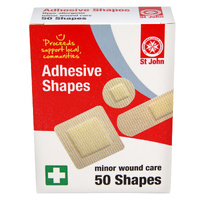 ST JOHN Adhesive Shapes Various 50 Pack First Aid Medical Bandages #2240
