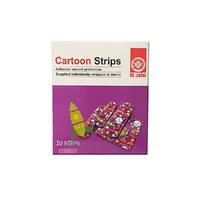 ST JOHN Cartoon Strips 10 Pack Adhesive Bandages Fun First Aid #225513