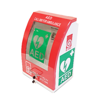 ST JOHN Curved Red Defibrillator Cabinet with Alarm AED Storage #353825