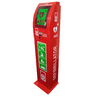 ST JOHN Defibrillator Cabinet Curved Red with Floor Stand #353865