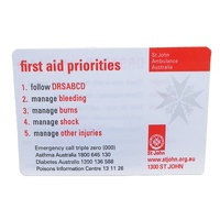 ST JOHN DRSABCD Action Plan PlaSTic Wallet Card FirST Aid Emergency Guide#379001