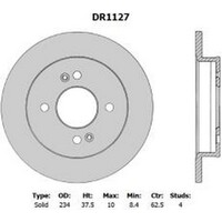 New PROTEX Brake Disc Ultra Rotor - Rear For Kia Picanto 2011-2021 DR1127