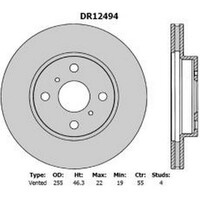 New PROTEX Brake Disc Ultra Rotor - Front For Toyota Prius-C 2012-2020 DR12494