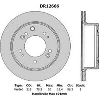 New PROTEX Brake Disc Ultra Rotor - Rear For Kia Sorento 2003-2009 DR12666