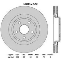 PROTEX Brake Disc Ultra Select Rotor - Front For Jeep Grand Cherokee SDR12720