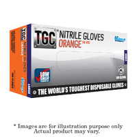 New THE GLOVE COMPANY Orange Hi-Vis Nitrile Gloves 100 Pack Medium 160032