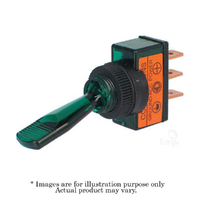 NARVA 12V Green Illuminated Push on Terminal Off/On SPST Toggle Switch 60052BL