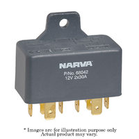 New NARVA 12V Mini Silver Normally Open 30A X2 Twin Relay 68042