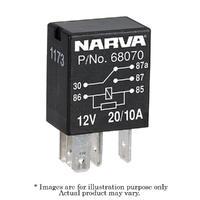 New NARVA 12V Resistor Change Over Mini Silver Relay Micro 5 Pin 20/10A 68070