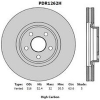 New Genuine PROTEX Disc Rotor #PDR1262H