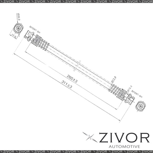 2x PROTEX Hydraulic Hose-Front For MITSUBISHI L200 MA 2D Ute 4WD 1981-1981 H1813