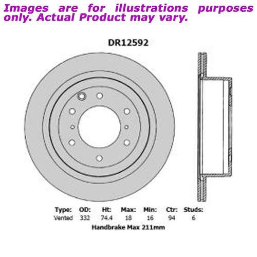 New PROTEX Ultra Brake Rotor - Rear For MITSUBISHI PAJERO NS V97W 3.8L DR12592