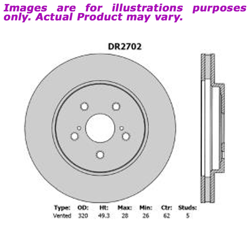 New PROTEX Brake Rotor - Front For LEXUS RX400H MHU38R MHU38 3.3L DR2702