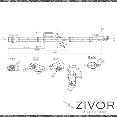 PROTEX Hydraulic Hose - Front For TOYOTA RAV4 ACA33R 4D SUV 4WD 2005-2013 #H3458