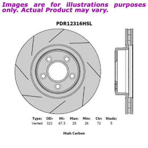 New PROTEX Brake Rotor - Front For FORD FALCON BA BA 5.4L PDR12316HSL