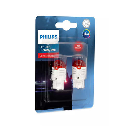 New PHILIPS GLOBE W21/5 LED RED 12V #11066U30RB2