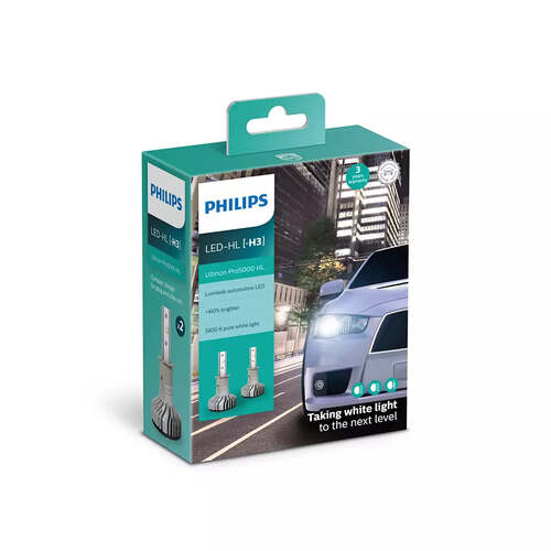New PHILIPS ULTINON 5000 LED HEADLIGHT H3 2PK #11336U50CWX2