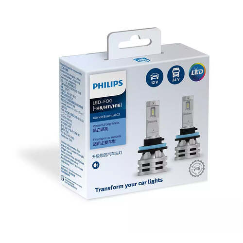 New PHILIPS LED FOG ULTINON ESSENTIAL GEN2 H8/11/16 #11366UE2X2