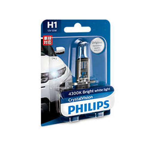 PHILIPS Globe H1 12V 55W P14.5S Single Blister Pack Crystal Vision (12258Cvb1)