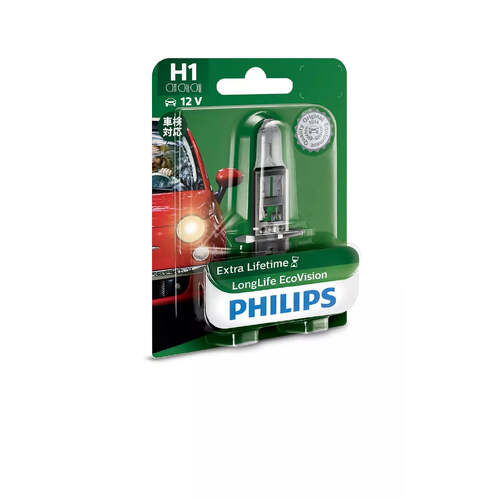 PHILIPS Globe H1 12V 55W Single Blister Pack Longlife Eco Vision (12258Llecob1)
