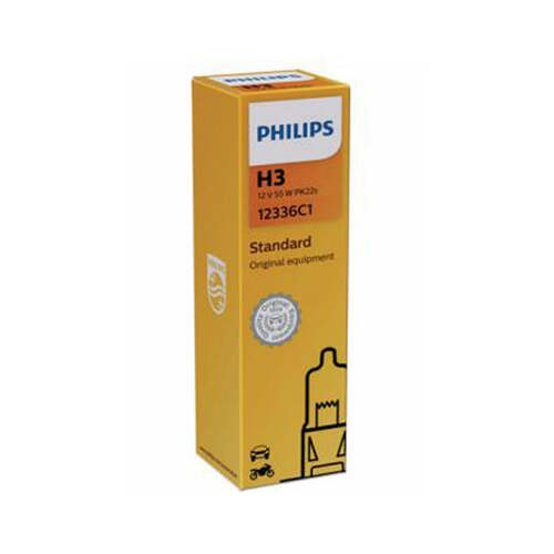 New PHILIPS Globe H3 12V 55W Pk22S Single Box (12336C1)