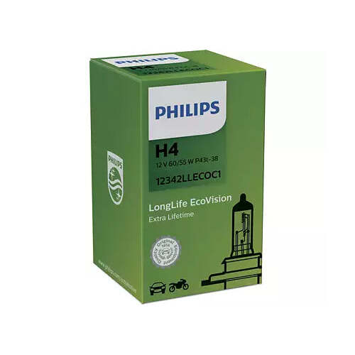 New PHILIPS Globe H4 12V 60/55W Single Box Longlife Eco Vision (12342Llecoc1)