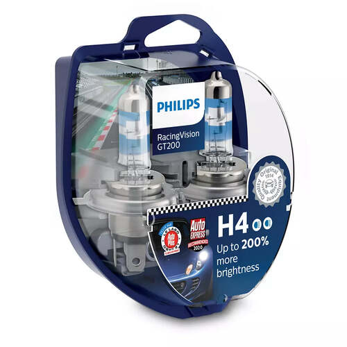 New PHILIPS Racing Vision Halogen Headlight GT H4 2PK 60/55W #12342RGTS2