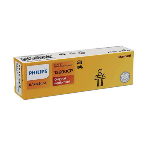 New PHILIPS Globe Bax85D 2W 2Y/Green 12V 10Pack (12600Cp) #12600CP