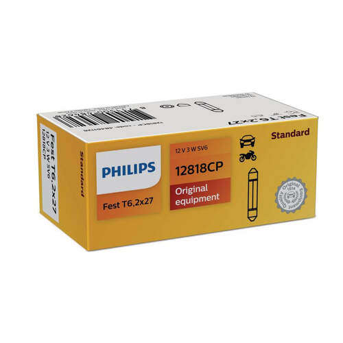 New PHILIPS Globe Fest T6,2X27 12V 3W 10 Pack (12818Cp) #12818CP