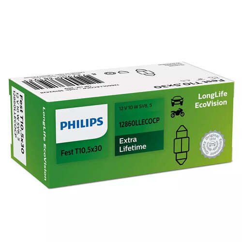 New PHILIPS Globe Fest T10 5X30 10W 12V 10Pack (12860Llecocp) #12860LLECOCP