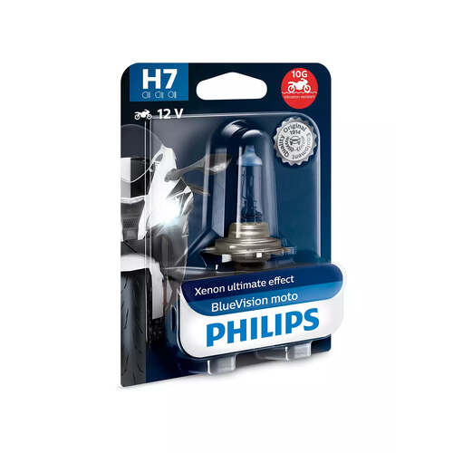 PHILIPS Globe Motorcycle H7 12V 55W Single Blister Pack Blue Vision (12972Bvubw)