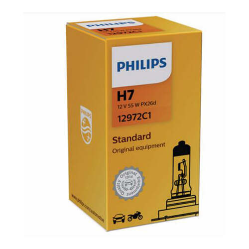 New PHILIPS Motorcycle Globe Halogen H7 12V 55W Single Box 6.5 x 3.5 cm #12972C1