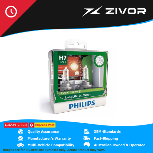 New PHILIPS Longlife Ecovision Headlight Bulb Pack of 2 #12972LLECOS2