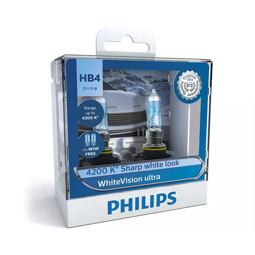 New PHILIPS White Vision Ultra Car Headlight Bulb Pack of 2+2 #9006WVUSM