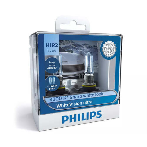 PHILIPS Globe Hir2 12V 55W Twin Pack White Vision Ultra (9012Wvusm) #9012WVUSM