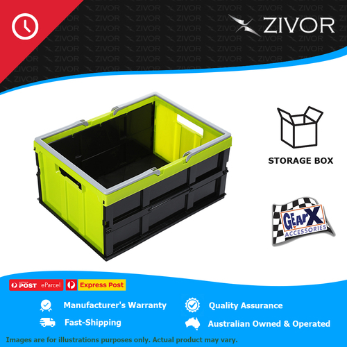 New GEAR-X Green Folding Storage Basket / Box with Handle 35L Capacity DY-613