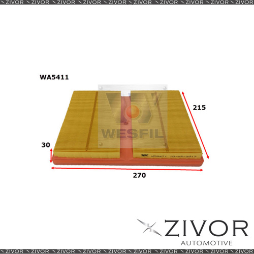 Wesfil Air Filter For Audi A1 1.0L TFSi 06/15-on - WA5411 