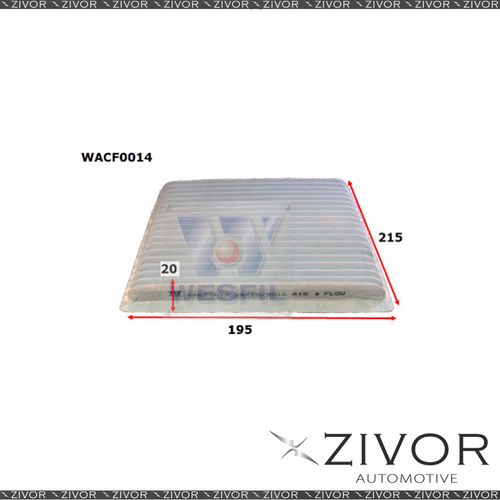 WESFIL CABIN Filter For Toyota Corolla 1.8L 12/01-04/07 -WACF0014* By Zivor*