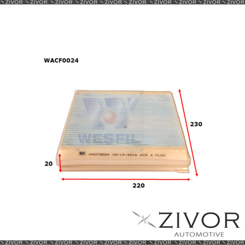 WESFIL CABIN Filter For Renault Scenic 1.6L 05/01-11/02 -WACF0024* By Zivor*