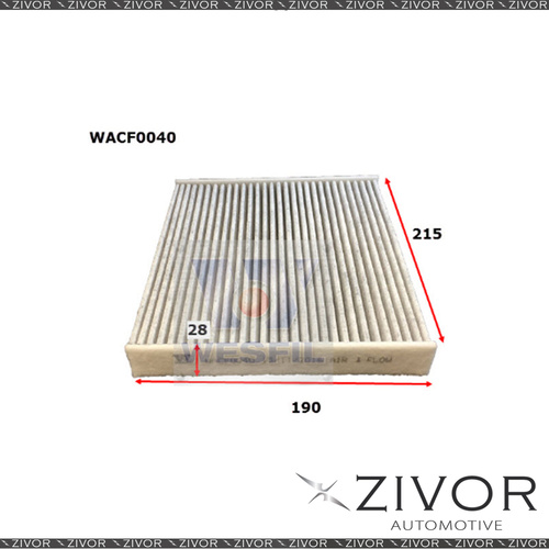 WESFIL CABIN Filter For Toyota Tarago 2.4L 01/09-on -WACF0040* By Zivor*