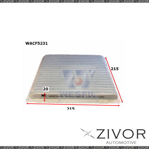 WESFIL CABIN Filter For Toyota Landcruiser Prado 4.0L V6 03/03-10/09 -WACF5231