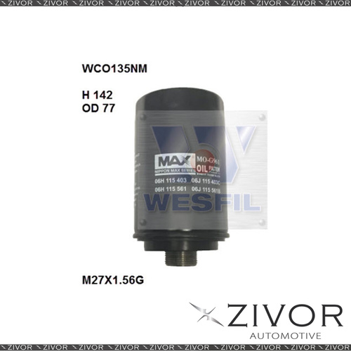NIPPON MAX Oil Filter For Volkswagen Multivan 2.0L TSi 09/11-08/14 - WCO135NM