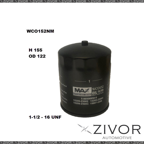 NIPPON MAX Oil Filter For Hino 500 - FD7J 6.4L TD 2011-on - WCO152NM  *By Zivor*
