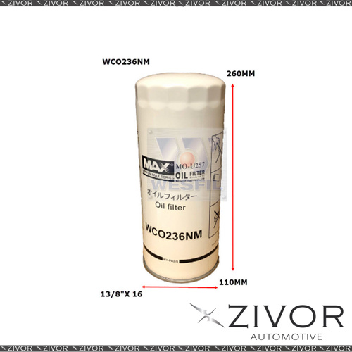 New NIPPON MAX Oil Filter For Nissan UD CK17380 10.8L TD 2013-on - WCO236NM