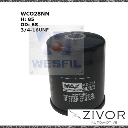 NIPPON MAX Oil Filter For Suzuki Vitara 1.4L 01/16-on - WCO28NM  *By Zivor*