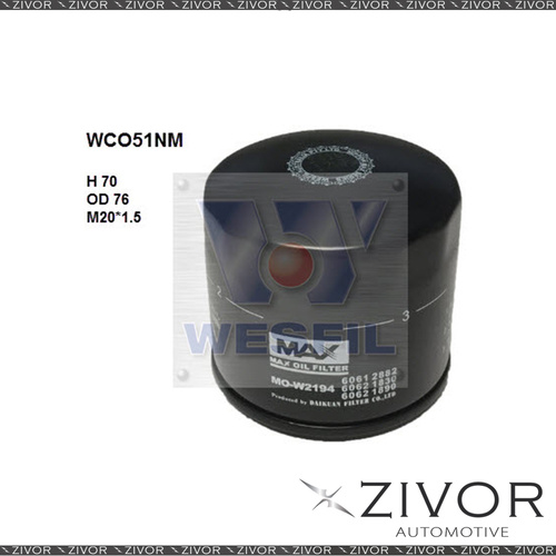 NIPPON MAX Oil Filter For Alfa Romeo Spider 2.0L 06/98-2003-WCO51NM