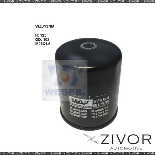 NIPPON MAX Oil Filter For Mitsubishi Pajero 2.5L TD 07/86-06/93 - WZ313NM